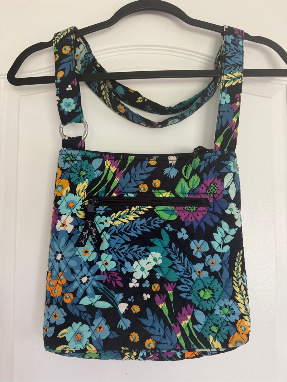 Vera Bradley Floral Quilted Crossbody Bag Blue Green Multicolor Shoulder Purse - Picture 3 of 12